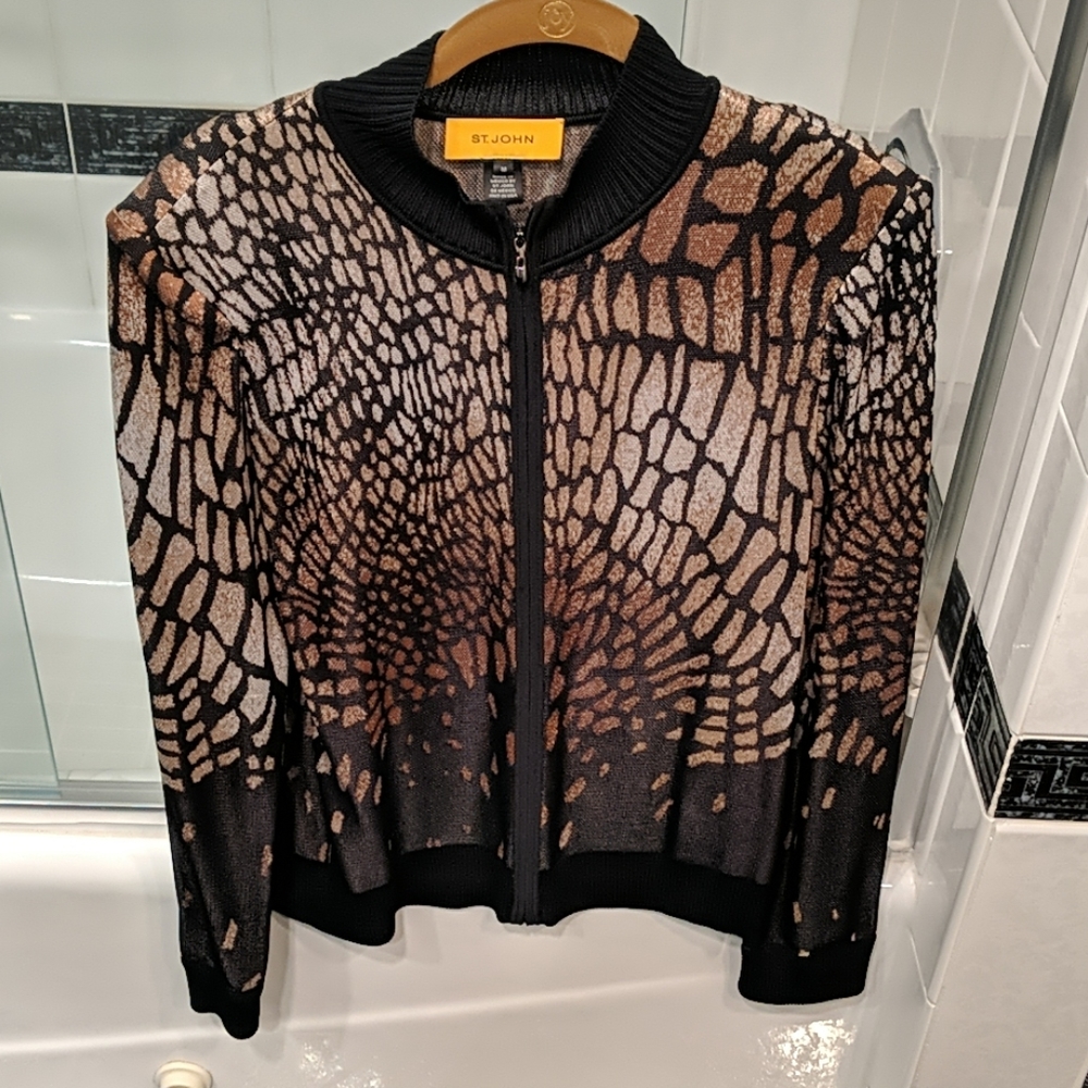 ST. JOHN giraffe print cardigan